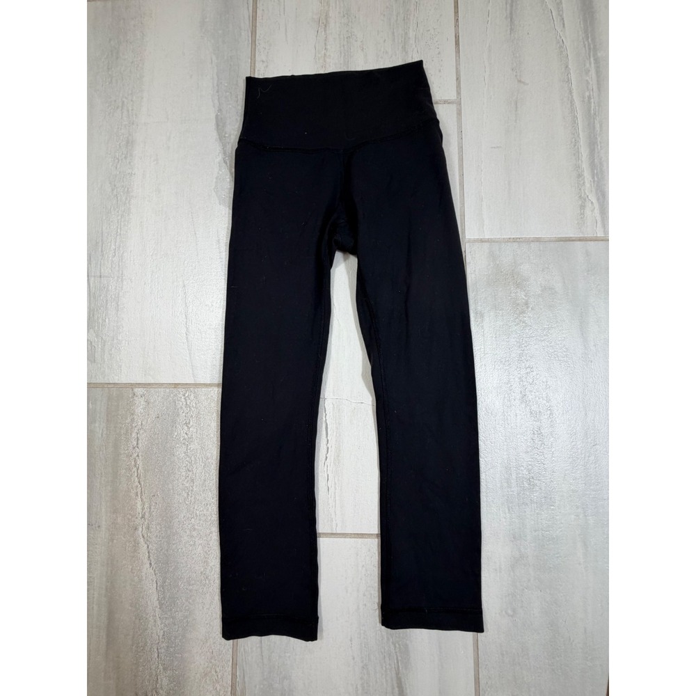 Lululemon High Rise Crop Leggings Black W6AGOS Size 2 Yoga Training Pants